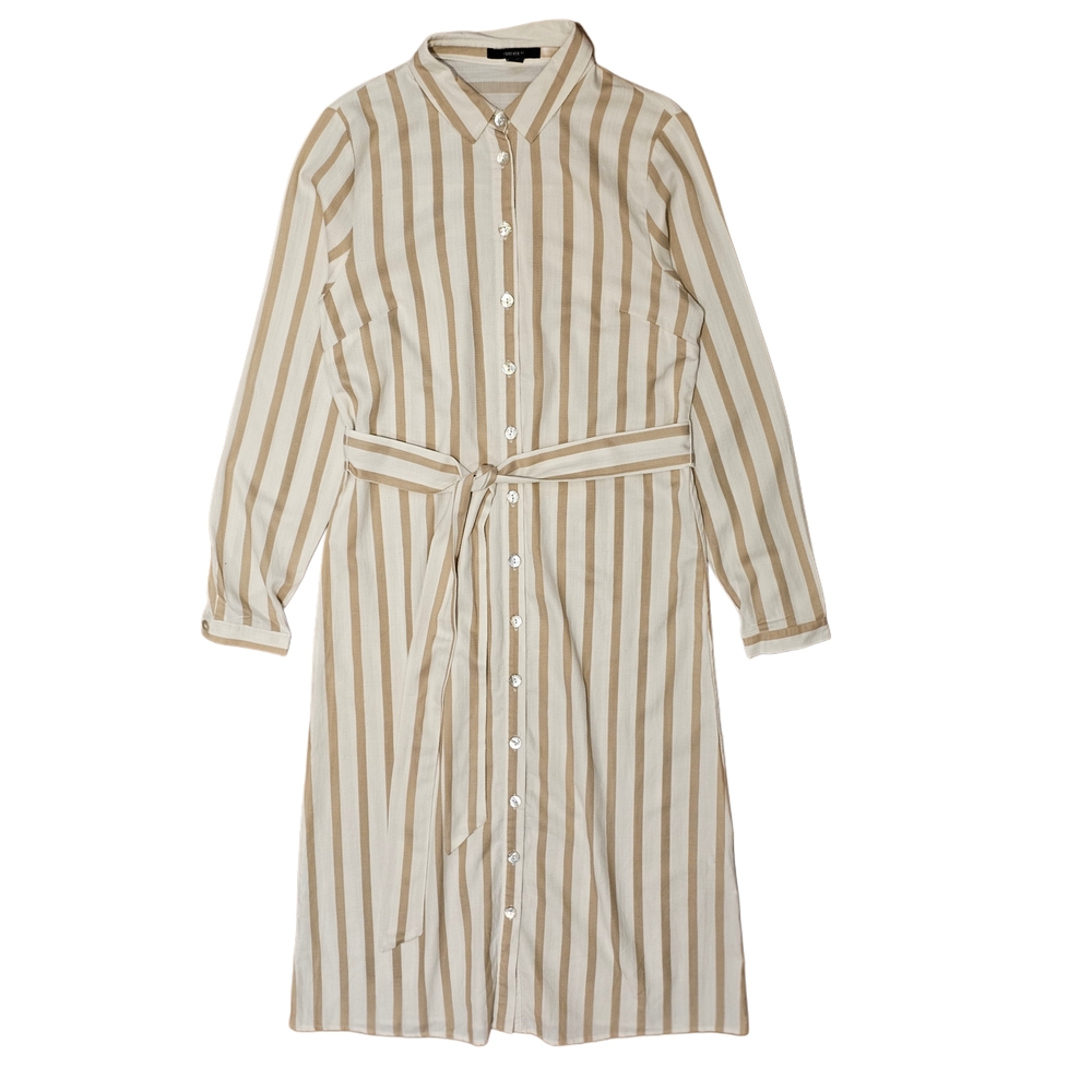 Striped Button-Down Shirt Dress Size M